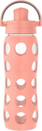 Lifefactory 22-Ounce Glass Water Bottle with Active Flip Cap and Protective Silicone Sleeve, Cantaloupe, 22oz - Image 2