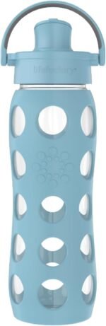 Lifefactory 22-Ounce Glass Water Bottle with Active Flip Cap and Protective Silicone Sleeve, Denim - Image 2