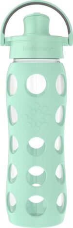 Lifefactory 22-Ounce Glass Water Bottle with Active Flip Cap and Protective Silicone Sleeve, Mint - Image 2
