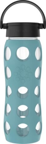 Lifefactory 22-Ounce Glass Water Bottle with Classic Cap and Protective Silicone Sleeve, Aqua Teal - Image 2