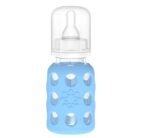 Lifefactory 4-Ounce BPA-Free Glass Baby Bottle with Protective Silicone Sleeve and Stage 1 Nipple, Sky Blue - Image 2