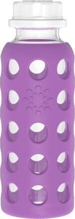 Lifefactory 9-Ounce BPA-Free Glass Water Bottle with Flat Cap and Silicone Sleeve, Grape - Image 2