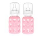 Lifefactory Glass Baby Bottle with Silicone Sleeve 4 Ounce - 2 Pack - Pink - Image 2