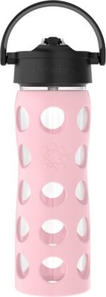 Lifefactory Glass Water Bottle with Pivot Straw Cap, 16 Ounce, Desert Rose - Image 2