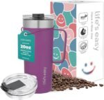 Life's Easy 20oz Stainless Steel Mug w/Handle - Double Wall Insulated Travel Tumbler w/Flip Lid - Leak Proof Tumbler-Thermal Cup for Coffee, Tea & More - Keep Hot & Cold Drinks (Purple, 20 oz) - Image 2