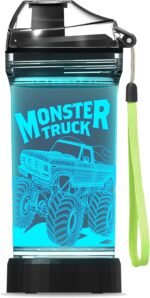 Lightzz Kids Water Bottle with 3D Glowing Monster Truck LED Light - 14 OZ Tritan BPA Free - Creative Ideal Travel Cup Car Race Gift for School Kid Boy Child Holiday Camping Picnic - Image 2