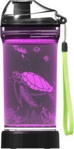 Lightzz Kids Water Bottle with 3D Glowing Turtle LED Light - Tritan BPA Free - Creative Ideal Travel Cup Ocean Gift for Back to School Girl Boy Child Holiday Camping Picnic (Sea Turtle 14 Oz) - Image 2