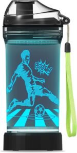 Lightzz Soccer Water Bottle with 3D Glowing Light Up, 14 OZ Tritan BPA Free Kids Water Bottle, Creative Ideal Travel Soccer Cup Gift for Boys 8-12 Child Holiday Camping Picnic - Image 2