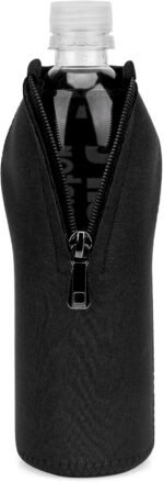 Linkidea Disposable Water Bottle Sleeve Compatible with Smartwater 16.9/20Fl Oz, Evian 16.9Fl Oz, Insulated Neoprene Plastic Bottled Water Cover with Lockable Zipper (1 Pack/Black) - Image 2