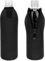Linkidea Disposable Water Bottle Sleeve Compatible with Smartwater 16.9/20Fl Oz, Evian 16.9Fl Oz, Insulated Neoprene Plastic Bottled Water Cover with Lockable Zipper (2 Pack) (Black) - Image 2