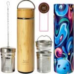 LiveZen 18oz Bamboo Tea Tumbler with Lid and 2 Pack Tea Filters for Loose Leaf Tea – Stainless Steel Insulated Tea Infuser Bottle with Strainer – Tea Gift Set for Tea Lovers Men Women - Image 2