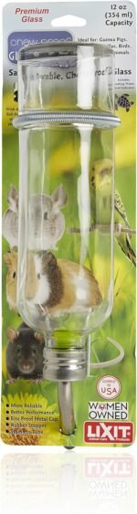Lixit® Chew Proof Flat Sided Water Bottles for Rabbits, Ferrets, Rats, Birds, Hamsters, Guinea Pigs, Chinchillas Gerbils and Other Small Animals - Made in USA (Clear, 12 Ounce) - Image 2