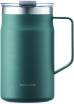 LocknLock Metro Mug, Premium 18/8 Stainless Steel Metal, Double Wall Insulated, Portable Coffee Cup with Lid and Handle for Hot and Cold Drinks, Dark Green, 20 oz - Image 2