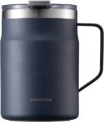 LocknLock Metro Mug, Premium 18/8 Stainless Steel Metal, Double Wall Insulated, Portable Coffee Cup with Lid and Handle for Hot and Cold Drinks, Navy, 16 oz - Image 2