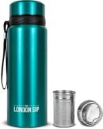 London Sip 25 oz Multi-Function Travel Mug and Tumbler Tea Infuser Water Bottle Fruit Infuser Flask Hot and Cold Double Wall Stainless Steel Coffee Thermos, Celestial Blue - Image 2