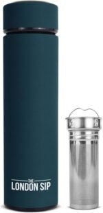 London Sip Multi-Purpose Tea Infuser Travel Mug and Tumbler Fruit Infuser Flask Hot and Cold Double Wall Stainless Steel Thermos with Extra-Long Infuser, Midnight Teal - Image 2