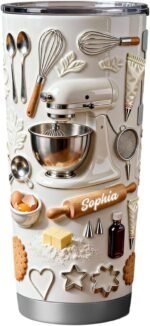 Love Baking - Personalized Baking Tumbler Custom Name Baker Coffee Mug Pastry Chef Gift Baking Enthusiast Travel Cup Insulated Tumbler For Mom Kitchen Decor Birthday Present For Her - Image 2