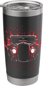 Lowered 32 Coupe Deuce American Flag Star Custom Hot Rod Stainless Steel Insulated Tumbler - Image 2