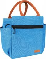 Lunch Bag Insulated Lunch Box Reusable Leakproof Spacious Cooler Tote for Women Men Adult with Bottle Holder and Front Zipper Pockets for Work Office Travel Picnic (Blue) - Image 2