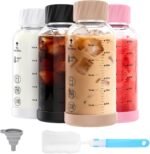 Luxfuel 12 oz Glass Juice Bottles with Lids, 4 Pack Borosilicate Glass Bottles with Stainless Steel Lid - Reusable, BPA-Free for Juicing, Smoothies, Infused Water & Protein Drinks, Leakproof, Clear - Image 2