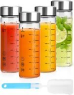 Luxfuel 16 oz Glass Juice Bottles with Lids - 4 Pack Wide Mouth Borosilicate Glass Water Bottles with Stainless Steel Lids for Juicing, Smoothies, Infused Water, Milk, Leakproof & Reusable, BPA-Free - Image 2