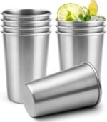 Luxgola 8 Pack 12oz Stainless Steel Cups, Stainless Steel Stacking Beer Pint Cups, Stainless Steel Water Tumbler for Home, Party, Camping, Outdoor, Stackable Drinking Glasses, Reusable, BPA Free - Image 2