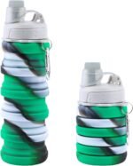 MAKERSLAND Collapsible Water Bottle for Adults, Boys, Students, Kids, Reusable Silicone Foldable Water Bottles for Travel Camping Hiking, Portable Sports Water Bottle,Green - Image 2