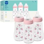 MAM Premium Glass Baby Bottles, Easy Switch Between Breast and Bottle, Feel Good Medium Flow, Newborn Essentials Must Have, 2+ Months, BPA Free, 9oz, Girl, 3 Pack - Image 2