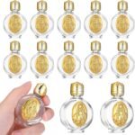 MAQUITA 12 Pcs Glass Holy Water Bottles 0.5 Floz Embossed Portable Glass Travel Bottles Girl Communion Church Gifts for Home Wedding Baptism Favors(Gold,Immaculate Heart of Mary) - Image 2