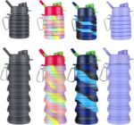 MAQUITA 4 Pcs Collapsible Water Bottles 16 oz Portable Foldable Water Bottles Silicone Leak Proof Travel Water Bottle Reusable Sports Water Bottle with Metal Clip for Camping Hiking Travel - Image 2