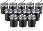 MEWAY 12 oz Lowball, Tumbler Stainless Steel Double Wall Vacuum Insulated Mug with Straw and Lid, Cleaning Brush ，Durable Powder Coated Insulated Coffee Cup for Cold & Hot Drinks (Black, 12 pack) - Image 2