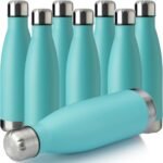 MEWAY 17oz Sport Water Bottle 8 Pack Vacuum Insulated Stainless Steel Leak-Proof Double Wall Cola Shape Water Bottle,Keep Drinks Hot & Cold (Light Blue,8 Pack) - Image 2