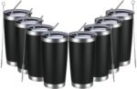 MEWAY 20oz Tumbler 8 Pack Double Wall Vacuum Insulated Travel Mug Bulk, Stainless Steel Tumblers with Lid and Straw, Durable Powder Coated Coffee Cups for Cold & Hot Drinks (Black, 8) - Image 2