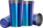 MEWAY 8 Pack 16oz Stainless Steel Pint Cup,Healthy Unbreakable and Stackable,Metal Drinking Glasses，Beer Glasses（Rainbow） - Image 2