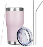 MEZMUT 1 Pack 20oz Insulated Coffee Tumbler with Lid and Straw Double Wall Vacuum Insulated Cup Stainless Steel Travel Mugs Leakproof Powder Coated Tumbler for Indoor Outdoor(Lavender) - Image 2