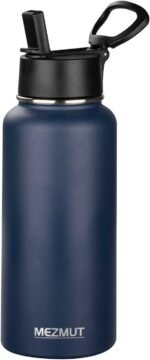 MEZMUT Insulated Water Bottle with Straw 32 oz Metal Water Bottle Leakproof Travel Stainless Steel Water Bottles Reusable Double Wall Gym Sports Cup Flask for Camping Hiking, Navy - Image 2