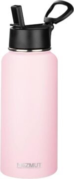 MEZMUT Insulated Water Bottle with Straw 32 oz Metal Water Bottle Leakproof Travel Stainless Steel Water Bottles Reusable Double Wall Gym Sports Cup Flask for Camping Hiking, Pink - Image 2