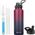 MEZMUT Insulated Water Bottle with Straw&2 Lids 40oz Stainless Steel Water Bottles Metal Water Bottle Double Walled Vacuum Insulated Bottles Cups Leak-Proof Travel Cup (Gradient Red Blue) - Image 2