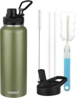 MEZMUT Insulated Water Bottle with Straw&2 Lids 40oz Stainless Steel Water Bottles Sports Metal Water Bottle Double Walled Vacuum Insulated Bottles Cups Leak-Proof Travel Cup (Army Green) - Image 2