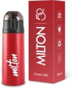 MILTON New Crown 400 Thermosteel 24 Hours Hot and Cold Water Bottle, 350 ml, Red | Easy to Carry | Office, Hiking, Trekking, Travel, Gym, Home, Kitchen Bottle - Image 2