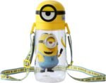 MINISO Minions Insulated Water Bottle with Straw 20 oz Travel Tumbler with Lid Holder Compatible Cup BPA-Free Bottle with Strap for girls and kids| School Office Home - Image 2