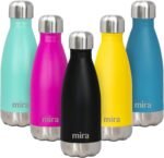 MIRA 12 oz Insulated Water Bottle - Slim Stainless Steel Cola Shape Thermo - Double Wall Hot & Cold Flask (24Hr Cold/12Hr Hot) - Black - Image 2
