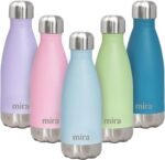 MIRA 12 oz Insulated Water Bottle - Slim Stainless Steel Cola Shape Thermo - Double Wall Hot & Cold Flask (24Hr Cold/12Hr Hot) - Pearl Blue - Image 2