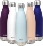MIRA 17 oz Insulated Water Bottle - Stainless Steel Cola Shape Thermo - Double Wall Hot & Cold Flask (24Hr Cold/12Hr Hot) - Pearl Blue - Image 2