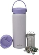 MIRA 18 oz Tea Infuser Thermo - Stainless Steel Travel Bottle with Removable Strainer for Loose Leaf Tea - Insulated Hot & Cold Brew Steeper - Heather - Image 2