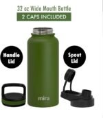 MIRA 32 oz Insulated Sports Bottle - Stainless Steel Temperature Control Thermo - Easy-Drink Spout (24Hr Cold/12Hr Hot) - Olive Green - Image 2