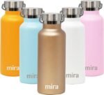 MIRA Alpine Water Bottle with 2 Lids, Vacuum Insulated 18/8 Stainless Steel Flask, Durable Shiny Finish, Hydro Bottle - 17 oz (500 ml) - Champagne - Image 2