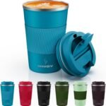 MOMSIV 12oz Travel Mug, Insulated Coffee Cup with Leakproof Lid, Travel Coffee Mug Vacuum Stainless Steel Double Walled Reusable Coffee Cup for Hot and Cold Water Coffee - Image 2