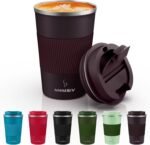 MOMSIV 12oz Travel Mug, Insulated Coffee Cup with Leakproof Lid, Vacuum Stainless Steel Double Walled Reusable Tumbler for Hot and Cold Water Coffee and Tea In Travel and Car (Brown) - Image 2