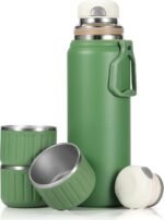 MUCR 750ml/27 OZ Coffee Thermo with 3 cups, Insulated Water Bottle, Stainless Steel Vacuum Flask Set for Hot and Cold Drinks, Gifts Box - Image 2